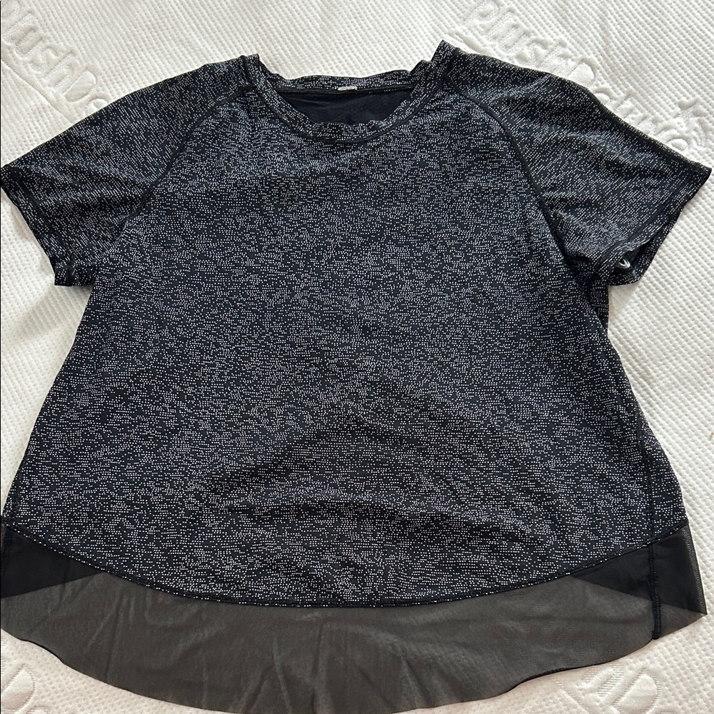 Lululemon Athletica Black Heathered Short Sleeve Top